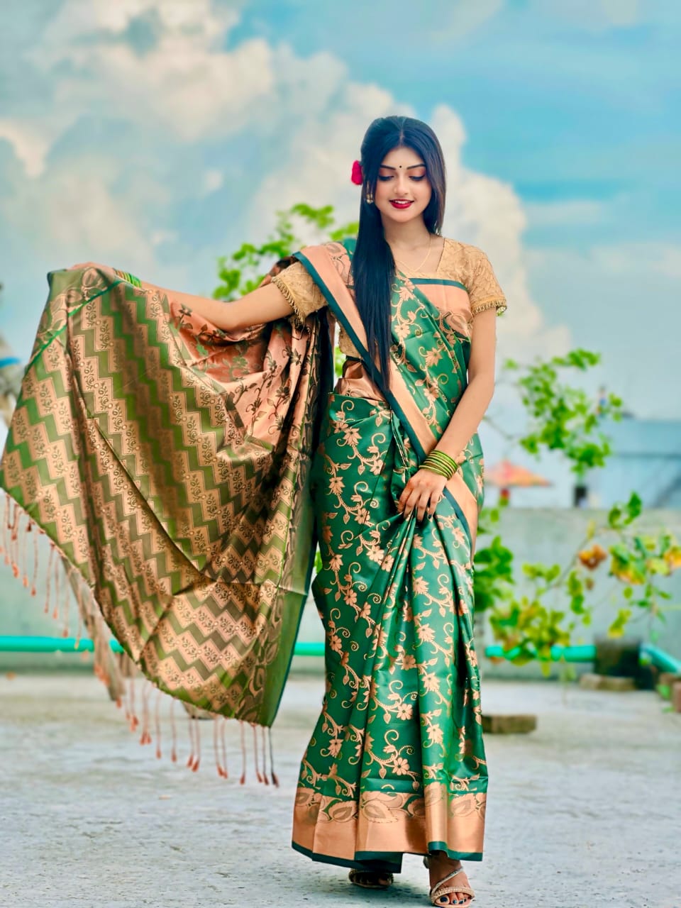 Soft silk katan sharee